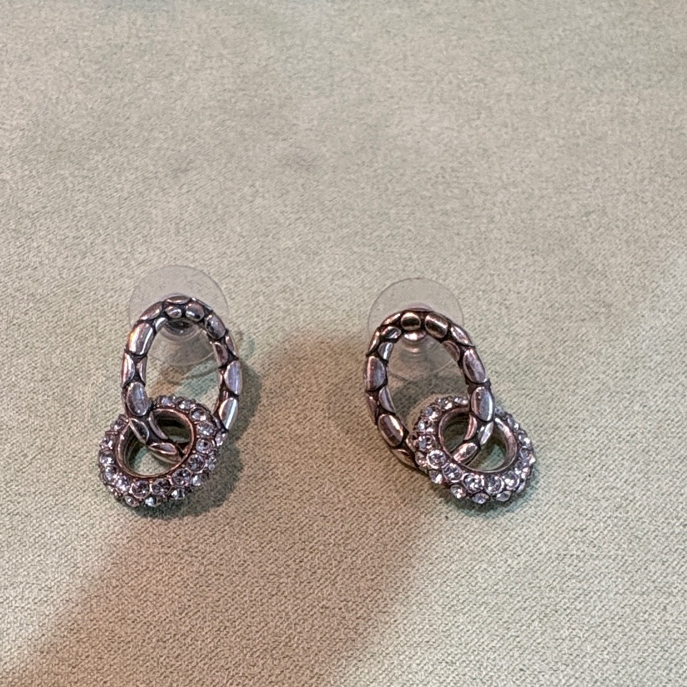 Brighton Silver and Crystal Loop Earrings